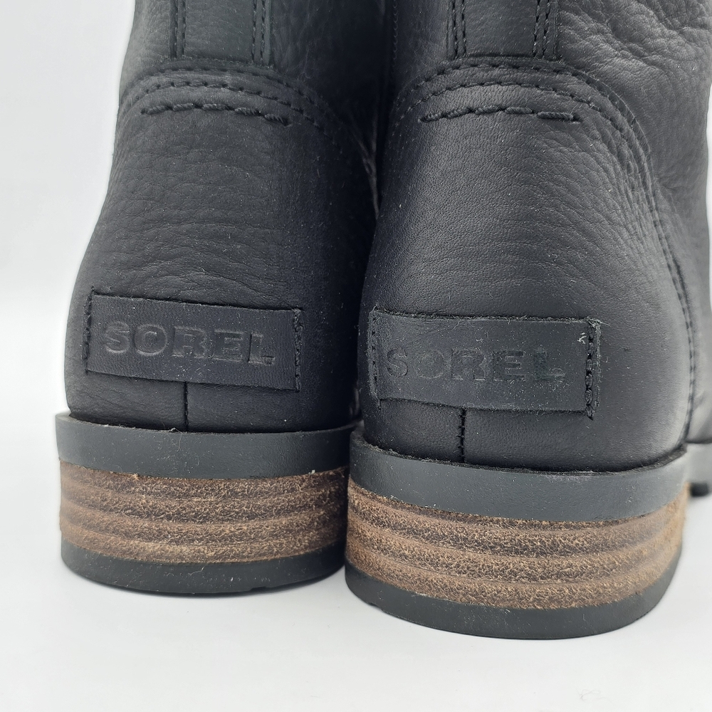 Sorel Emelie Short Lace-Up Cozy Waterproof Leather Boots, Women's 9, Black - Picture 5 of 16